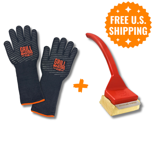 BBQ Basics Bundle: Grilling Gloves + Steam-Powered Grill Brush & Scraper by Grill Rescue