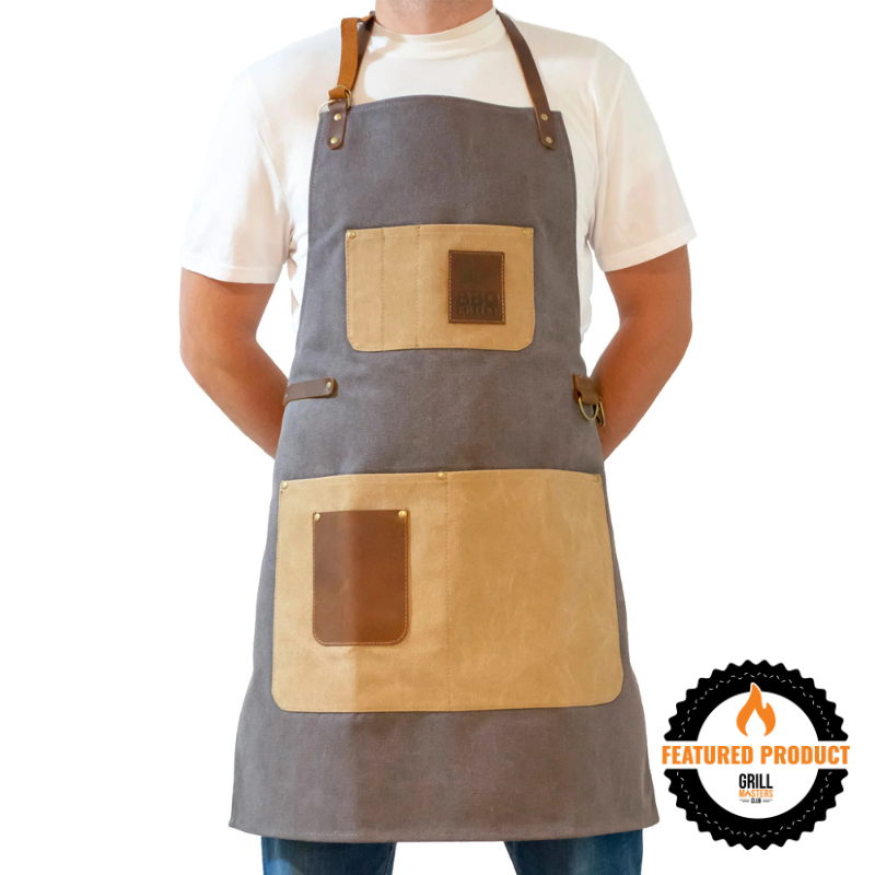 Premium Grey Canvas & Leather BBQ Apron by The BBQ Butler