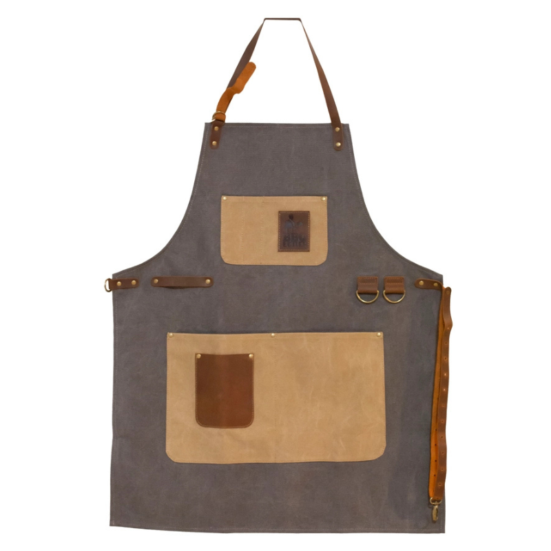 Premium Grey Canvas & Leather BBQ Apron by The BBQ Butler
