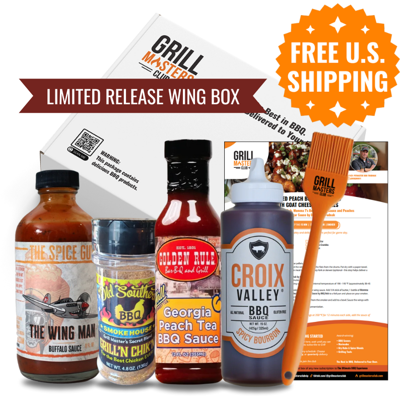 Be My Wingman BBQ Box with sauces, seasonings, mop brush, and recipe card product image - ultimate chicken wing kit