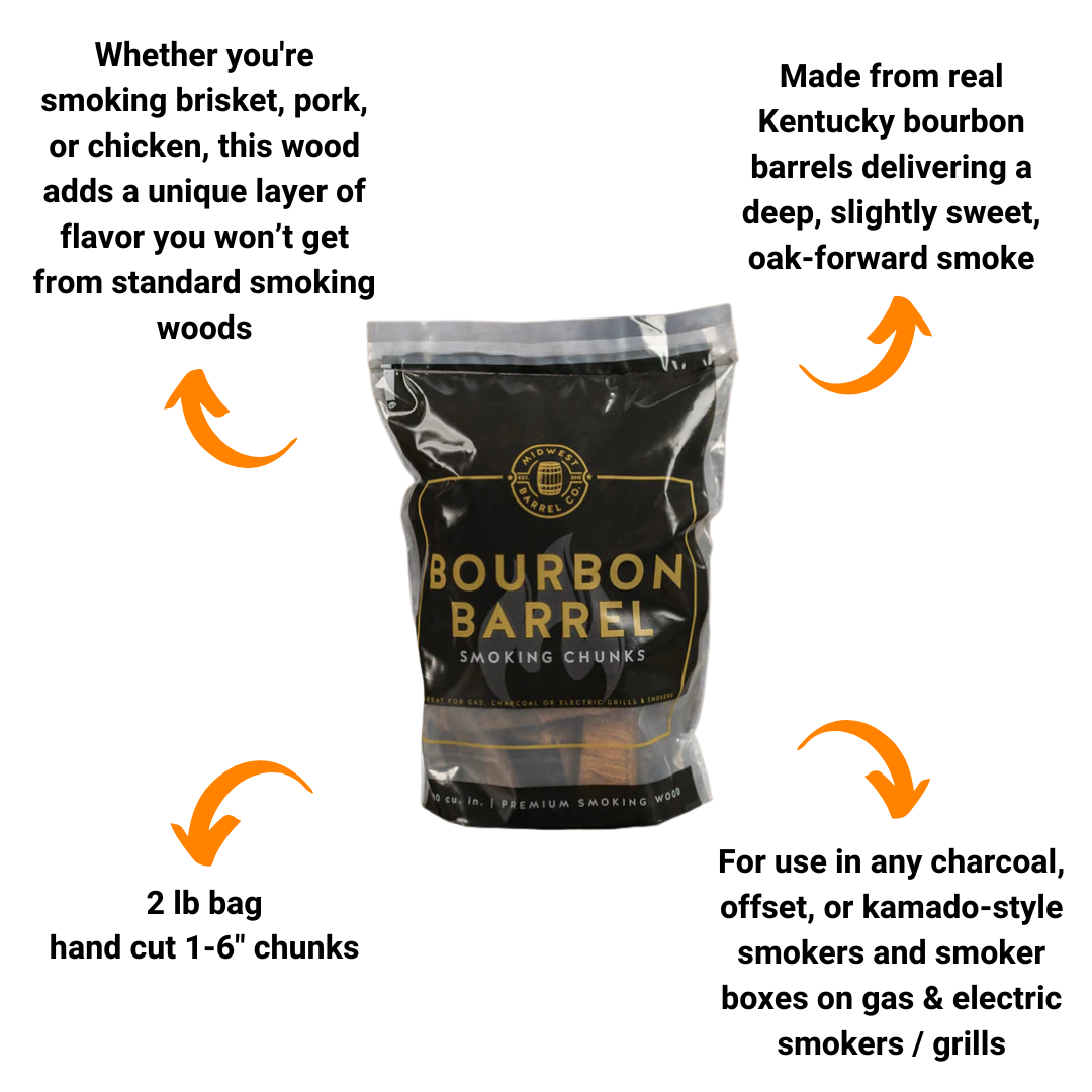 Bourbon Barrel Smoking Wood BBQ Chunks by Midwest Barrel Co. (2 lb)