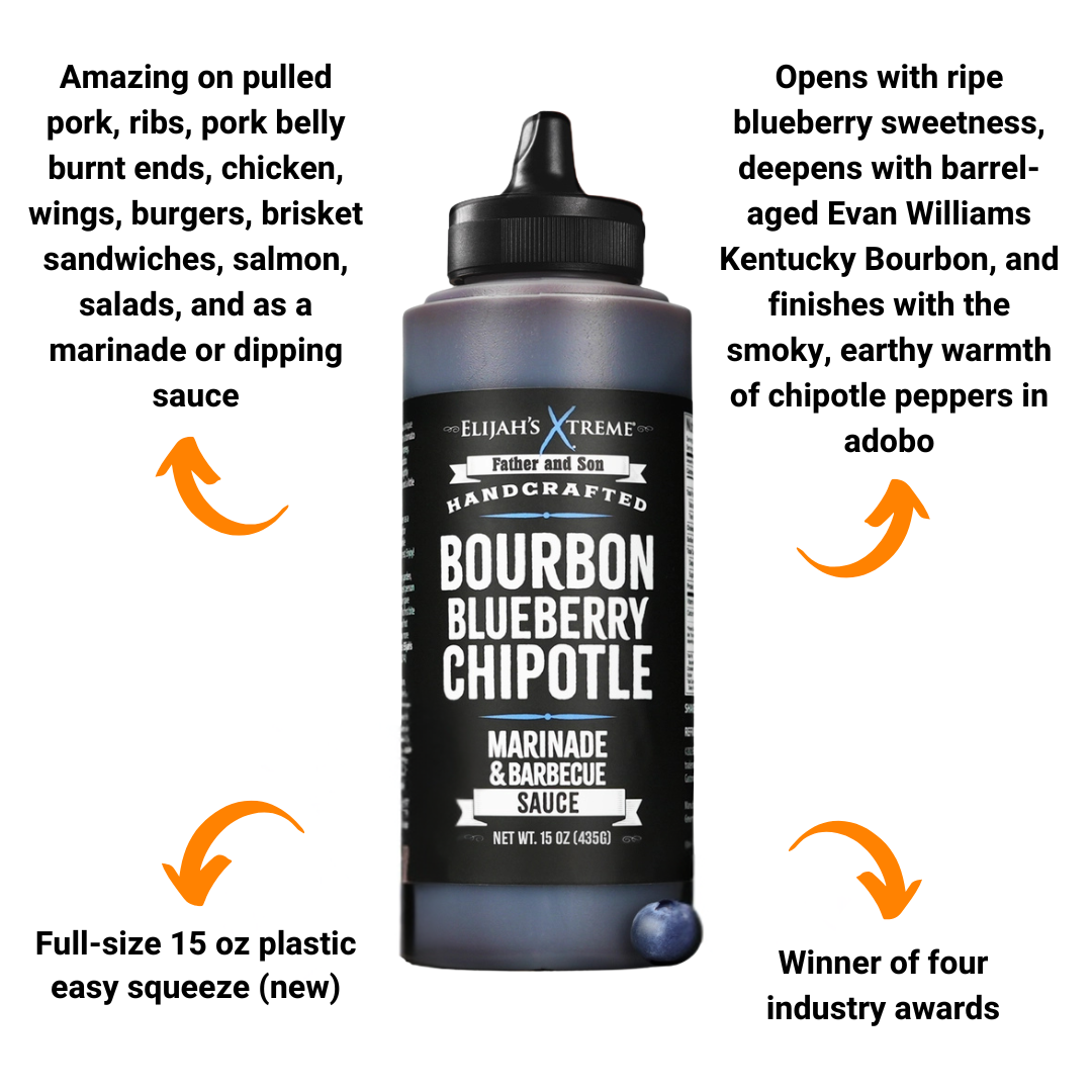 Elijah's Xtreme Bourbon Blueberry Chipotle BBQ Sauce & Marinade (15 oz)