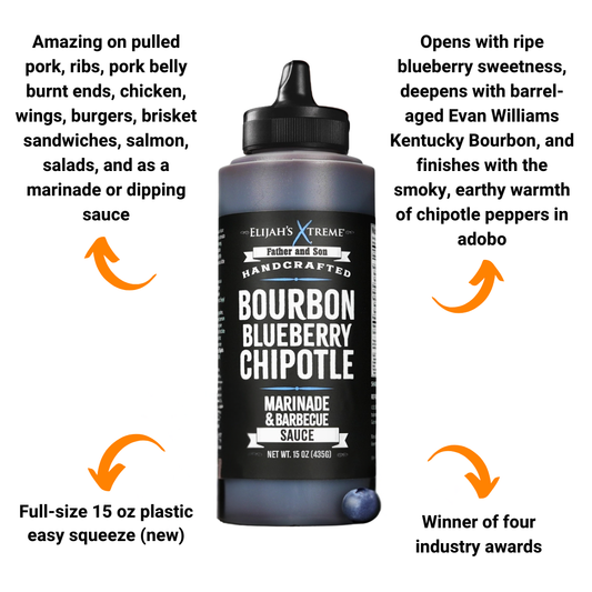 Elijah's Xtreme Bourbon Blueberry Chipotle BBQ Sauce & Marinade (15 oz)