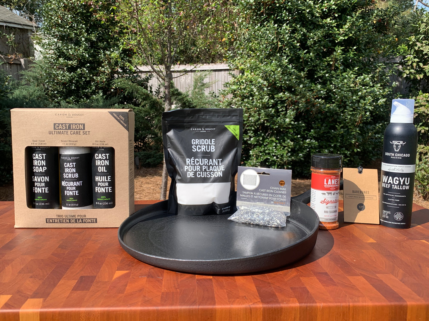 Cast Iron Cooking Crate  Gift Set on Cutting Board