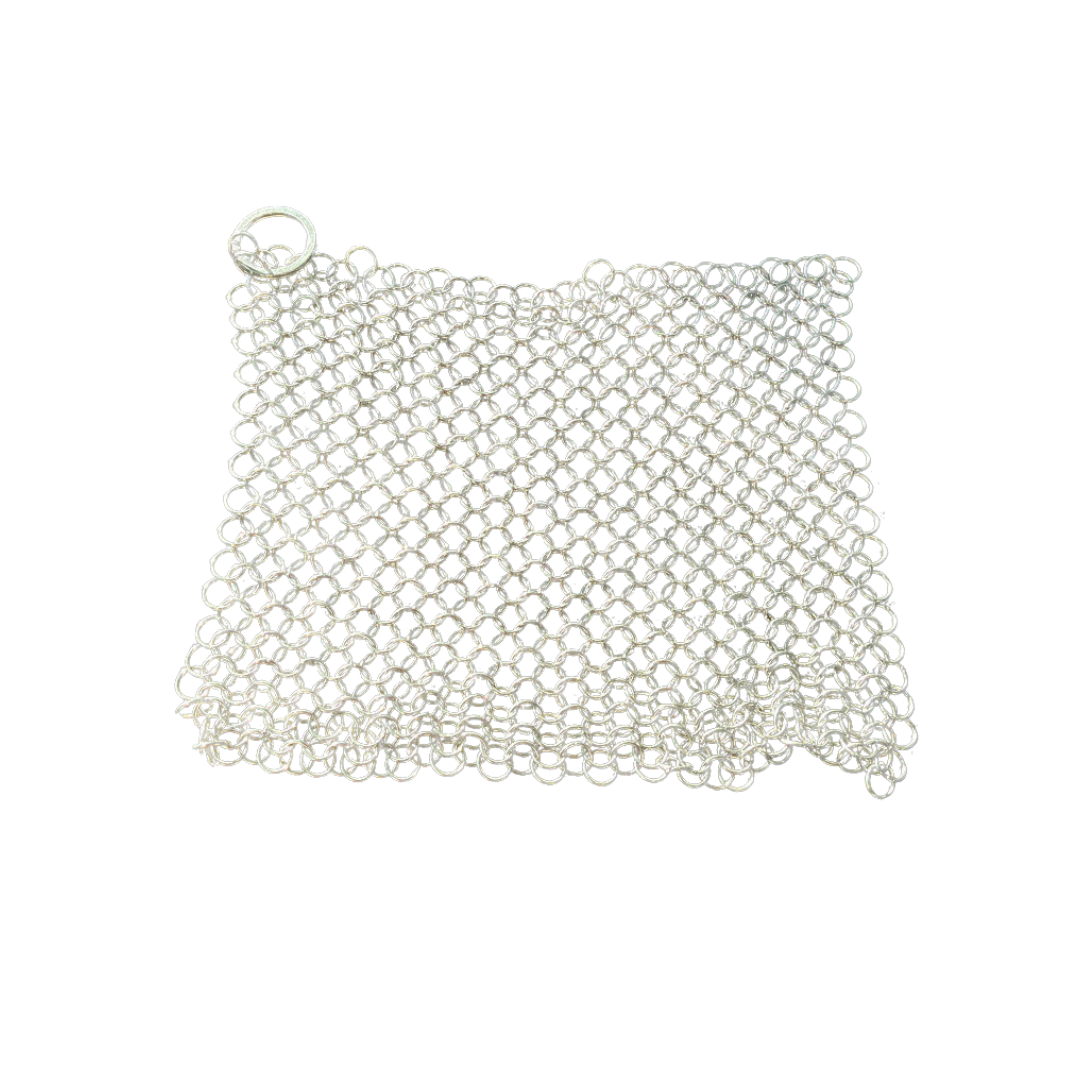 Chain Mail Cast Iron Scrubber (8" x 8") - Stainless Steel Grill & Skillet Cleaner