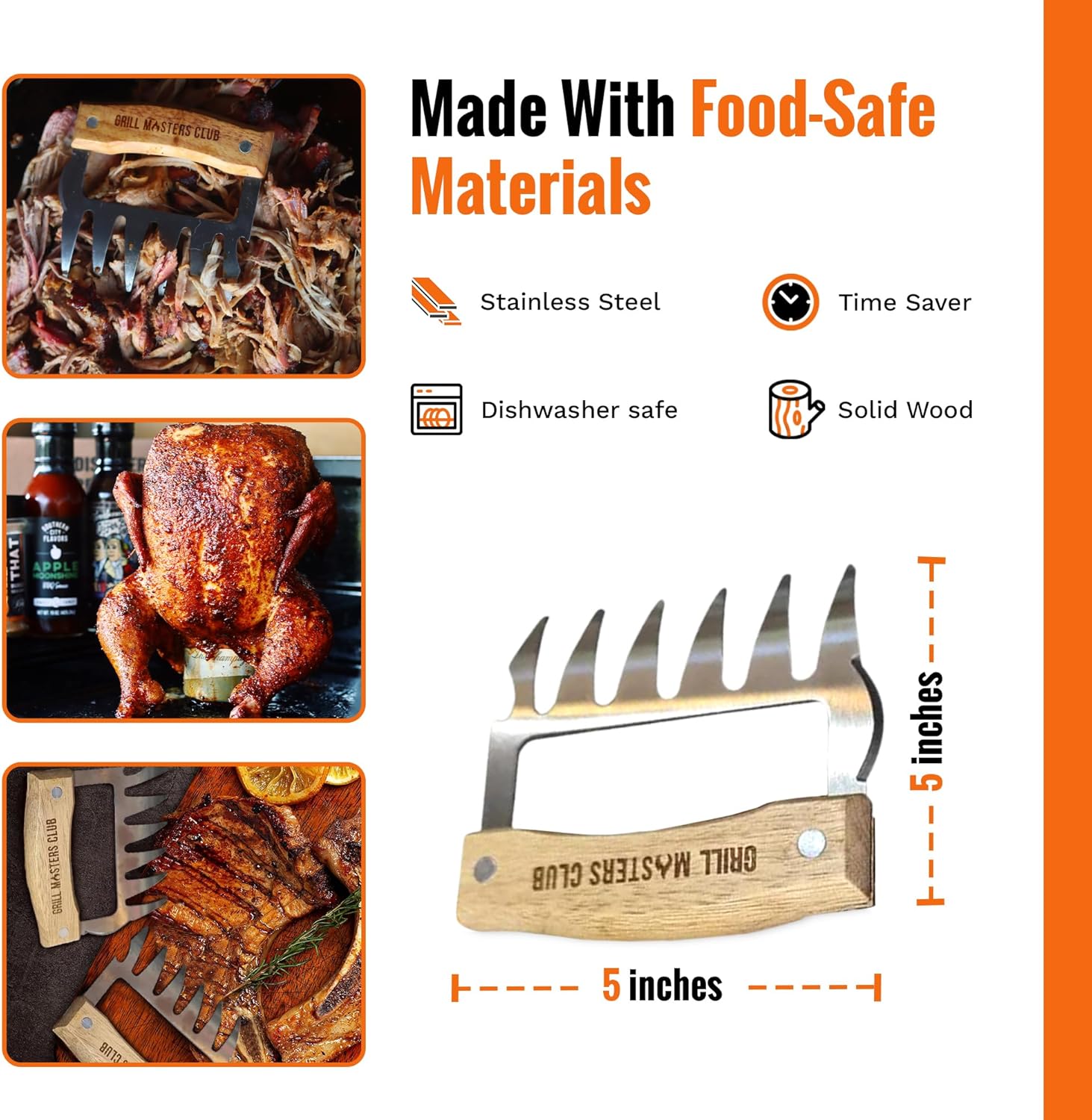 BBQ Essentials Bundle: Grilling Gloves, Cutting Board, Meat Claws & Spatula