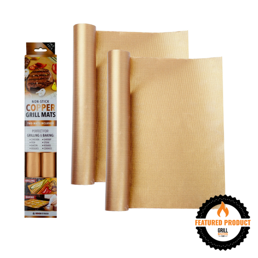 Non-Stick Copper Grill Mats by The BBQ Butler (13" x 15.75" 2-Pack)