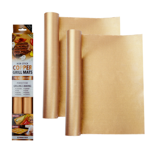 Non-Stick Copper Grill Mats by The BBQ Butler (13" x 15.75" 2-Pack)