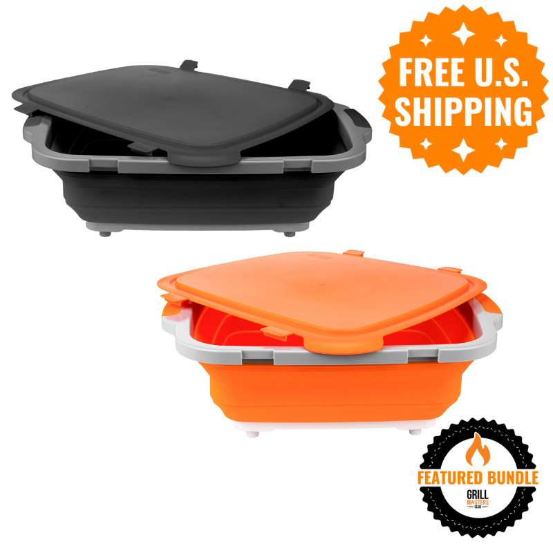 2-Pack: XL BBQ Prep Tubs w/ Locking Lids (V2) by Drip EZ