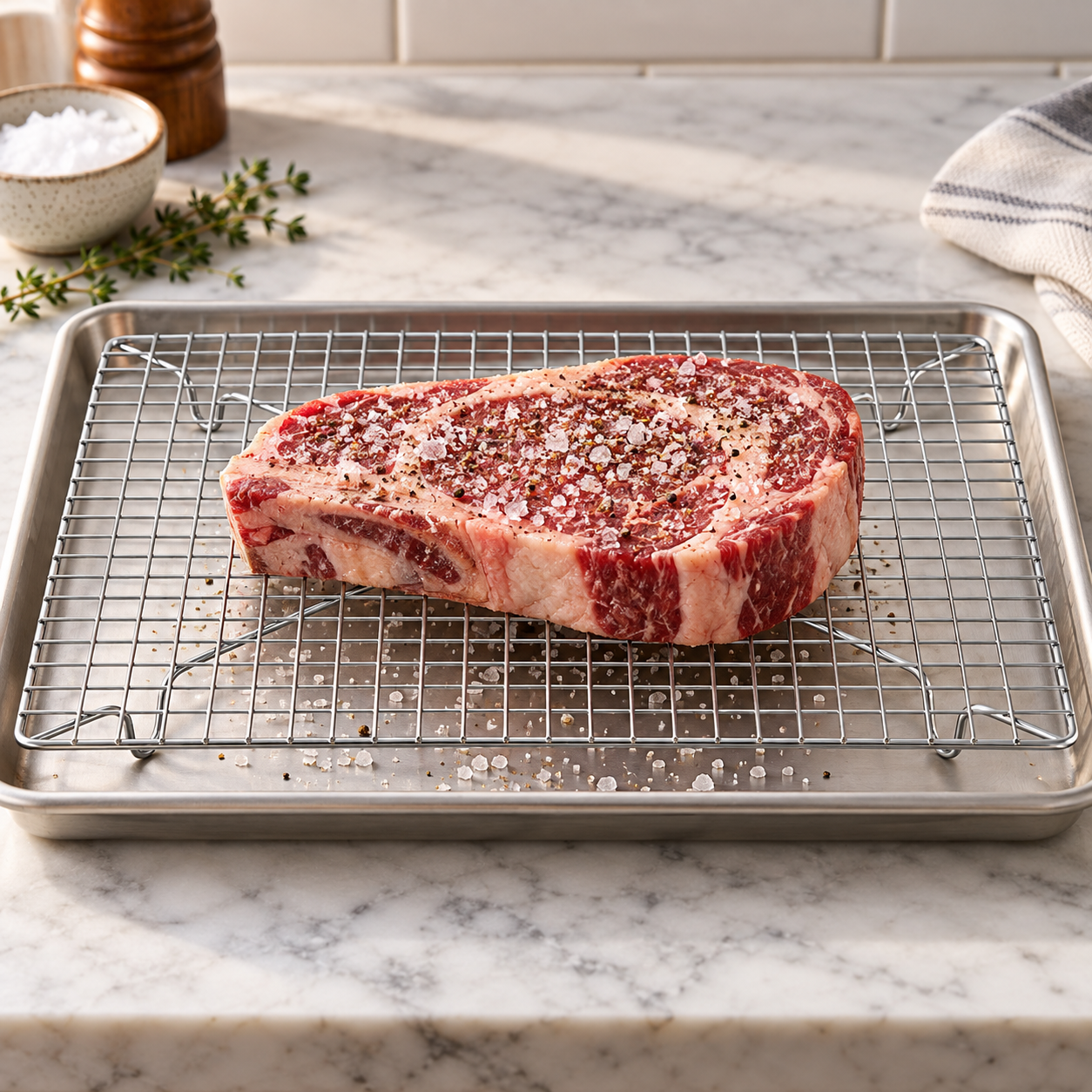 Dry Brining Rack for Steak, Fridge & Smoker: 14" x 10" Chrome Wire Rack by Fox Run