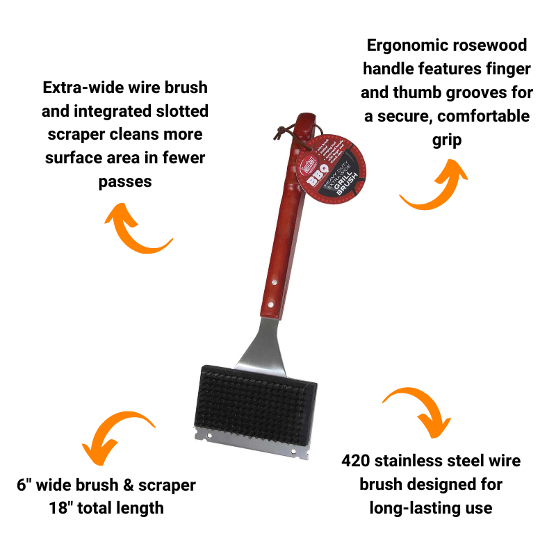 Heavy Duty Extra Wide Grill Brush & Scraper by TableCraft