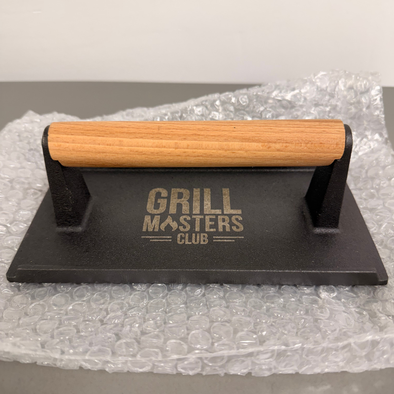 Heavy Cast Iron Bacon & Griddle Press by Grill Masters Club (2.2lb)