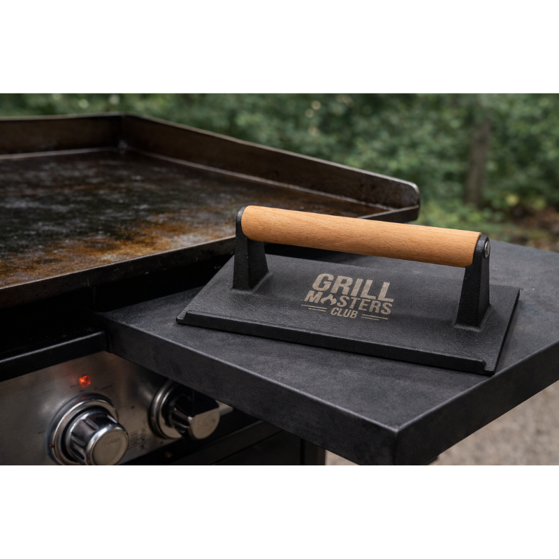 Heavy Cast Iron Bacon & Griddle Press by Grill Masters Club (2.2lb)
