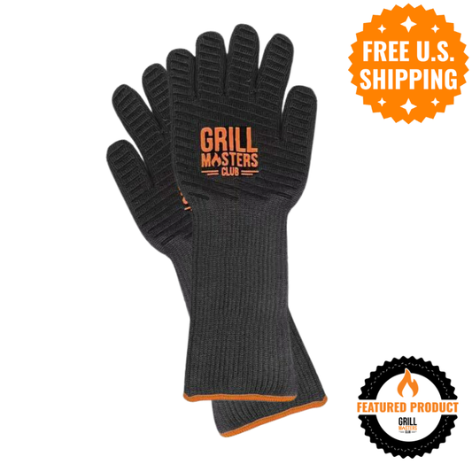 Extra Long High Temperature Grilling & BBQ Gloves by Grill Masters Club (Safe Up to 850°F)