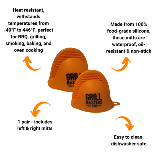 Grill Masters Club Silicone BBQ Pinch Mitts (Safe up to 446°F)
