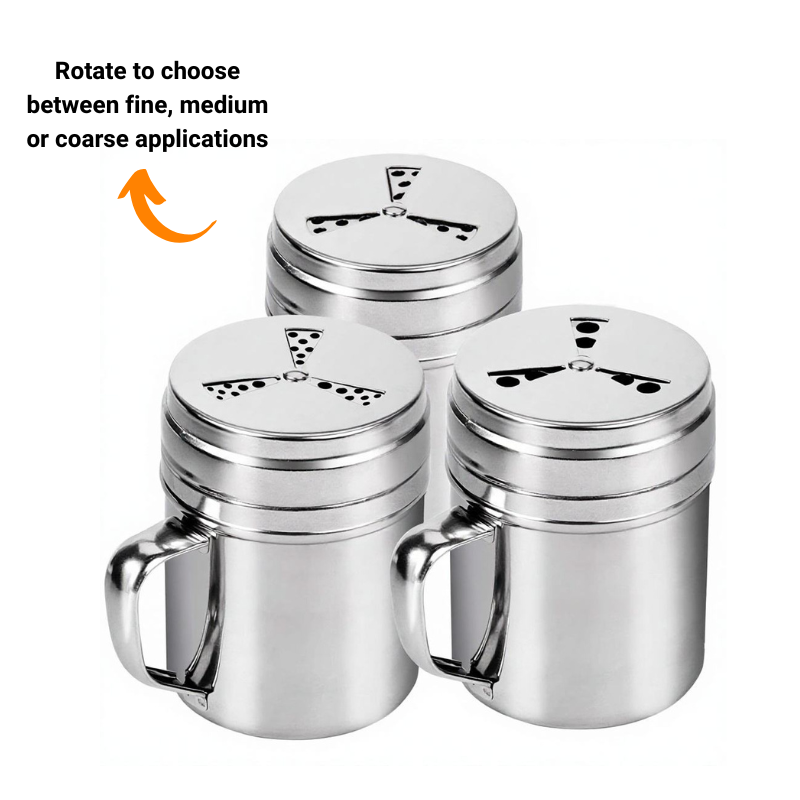 10 oz Stainless Steel Dry Rub Shaker w/ Rotating Lid & Handle by Grill Masters Club
