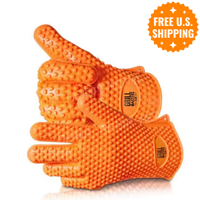 Grill Masters Club Silicone BBQ Gloves (Dishwasher Safe, Heat Safe to 446°F)
