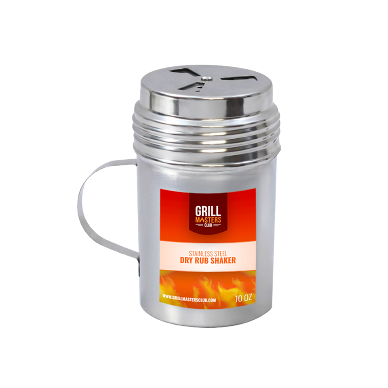 10 oz Stainless Steel Dry Rub Shaker w/ Rotating Lid & Handle by Grill Masters Club