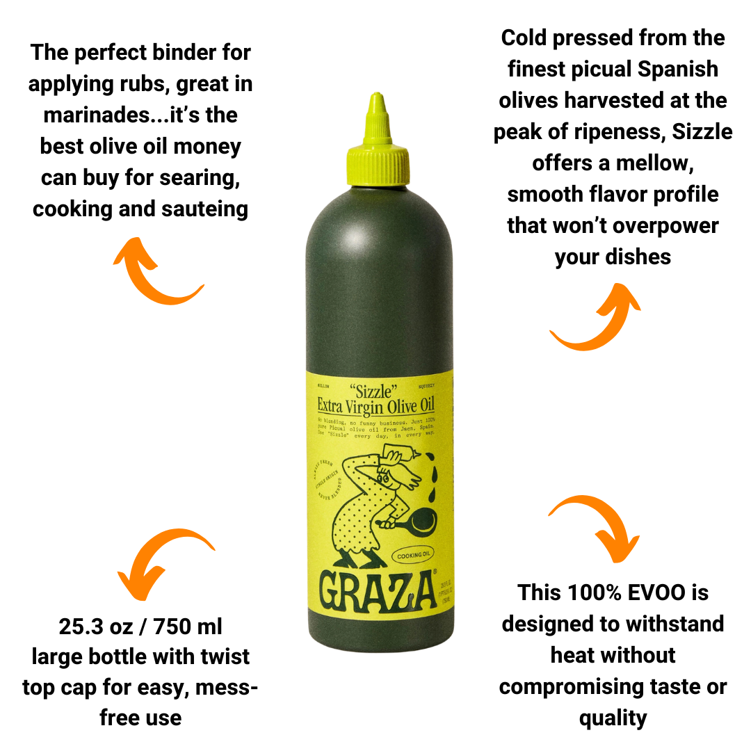Graza "Sizzle" 100% Extra Virgin Olive Oil for Cooking & Searing (750ml / 25.3 oz)
