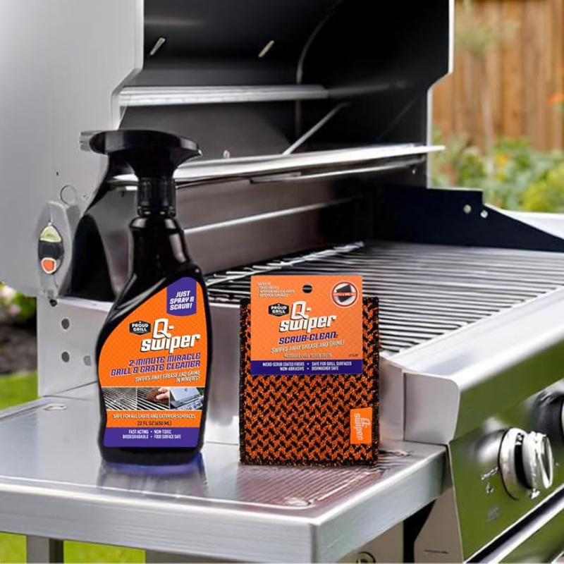 Q-Swiper 2-Minute Miracle Grill & Grate Cleaner + Scrub-Clean Cloth by Proud Grill