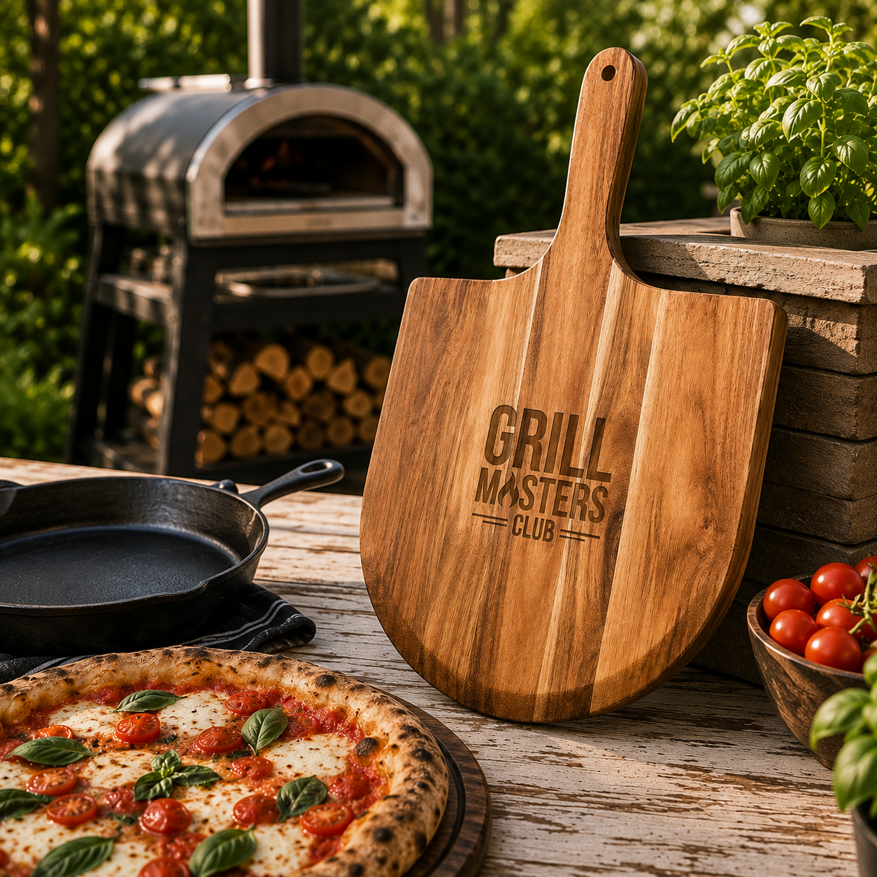 Grill Masters Club Acacia Wood Pizza Peel & Serving Board (22" x 14")