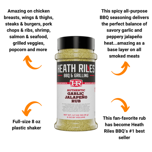 Heath Riles Garlic Jalapeño Rub (8 oz) - All-Purpose Seasoning