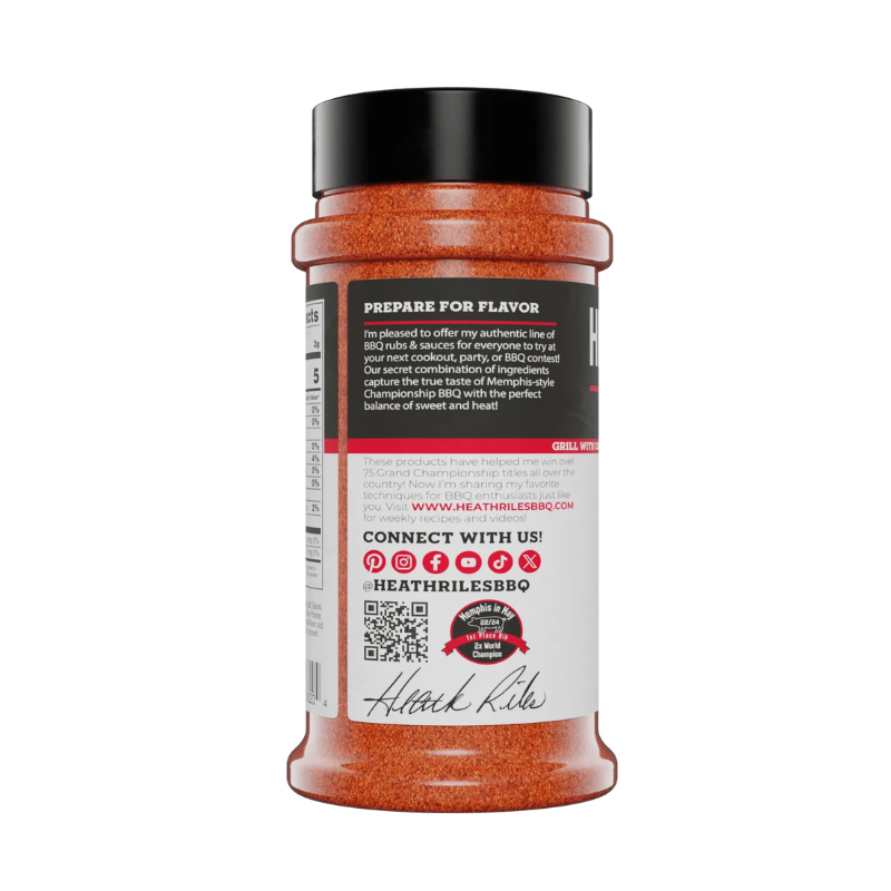 Heath Riles Sweet BBQ Rub (8 oz) - For Ribs, Pork, Chicken & More