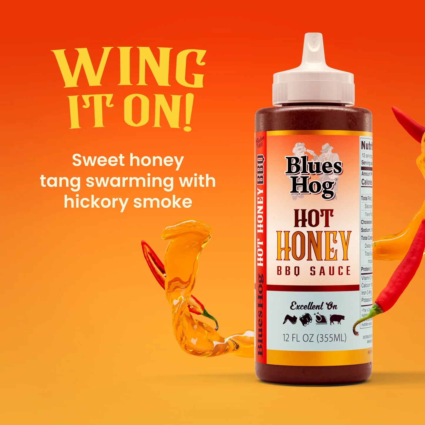 Blues Hog Hot Honey BBQ Sauce (12 oz) - Sweet Heat BBQ Sauce