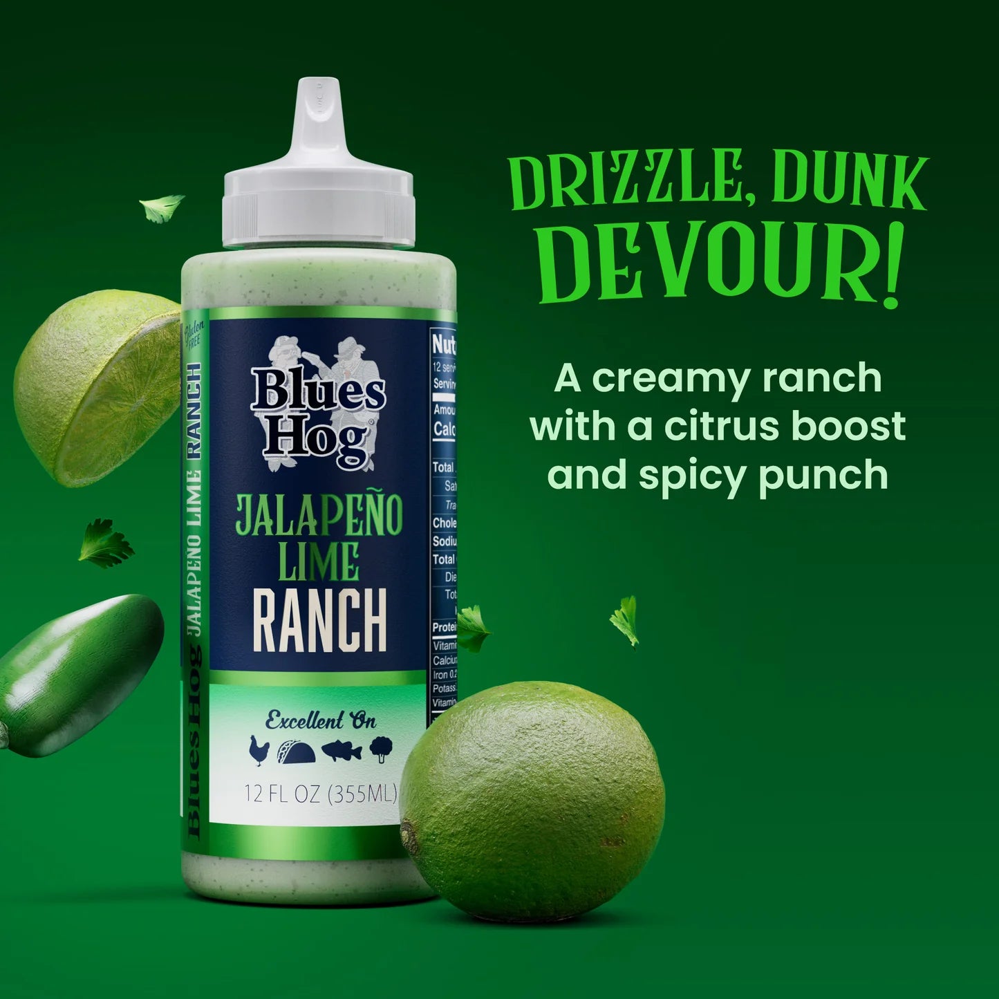 Blues Hog Jalapeño Lime Ranch (12 oz) - Spicy Ranch Dressing & Dip