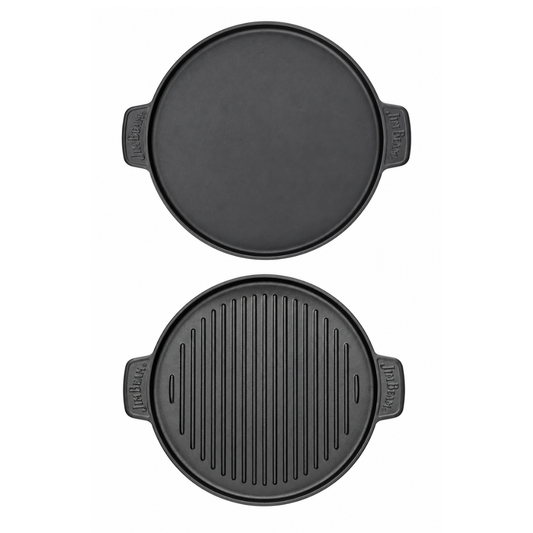 Jim Beam 12" Round Cast Iron Reversible Grill & Griddle Pan: Pre-Seasoned with Dual Handles