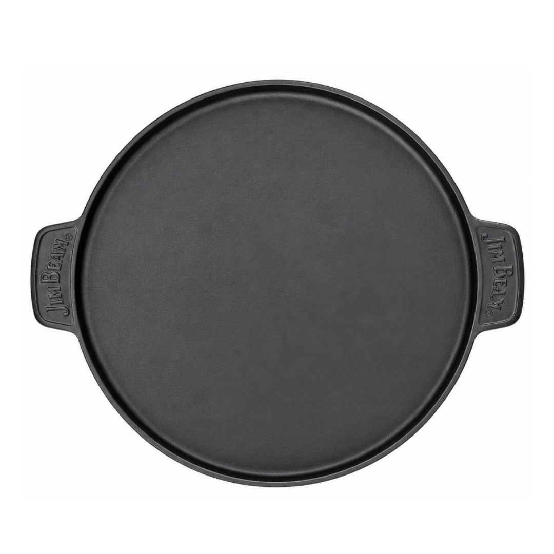 Jim Beam 12" Round Cast Iron Reversible Grill & Griddle Pan: Pre-Seasoned with Dual Handles