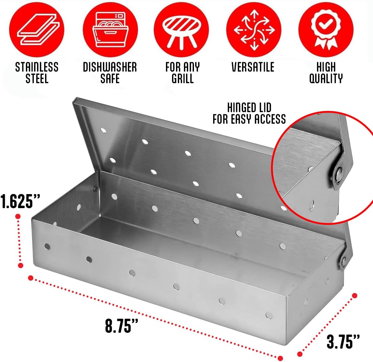 Stainless Steel Smoker Box with Hinged Lid by Kaluns