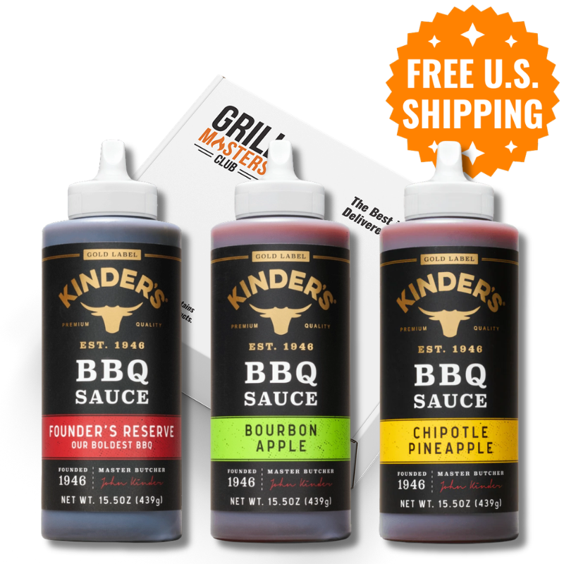 Kinder's Gold Label BBQ Sauce 3-Pack: Founder's Reserve, Bourbon Apple & Chipotle Pineapple