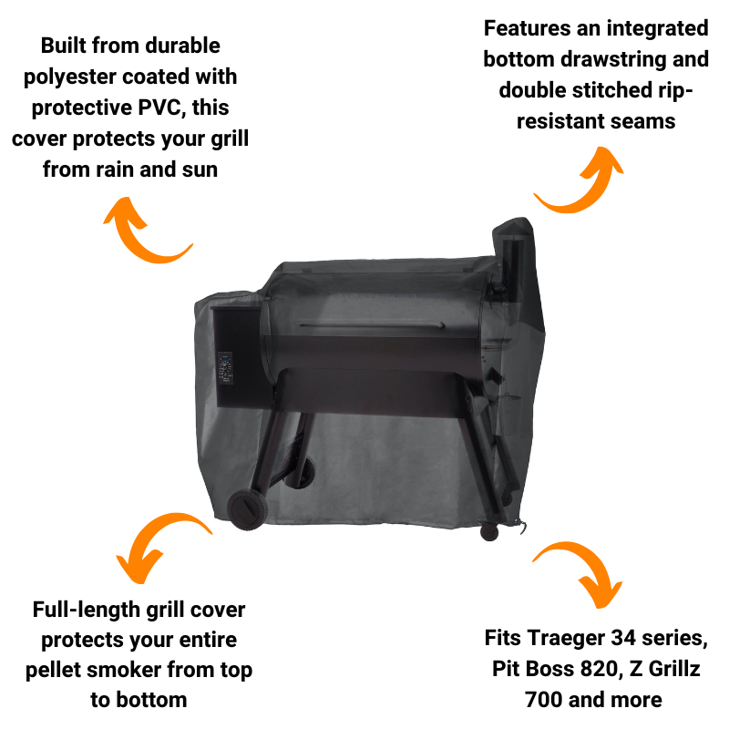 Large Pellet Grill Cover - Heavy Duty Waterproof Smoker Cover for Traeger Pro 34 & Similar Grills