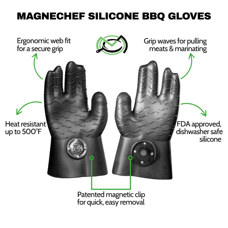 MagneCHEF Magnetic BBQ Gloves: Heat Resistant, Easy On & Off Grill ...