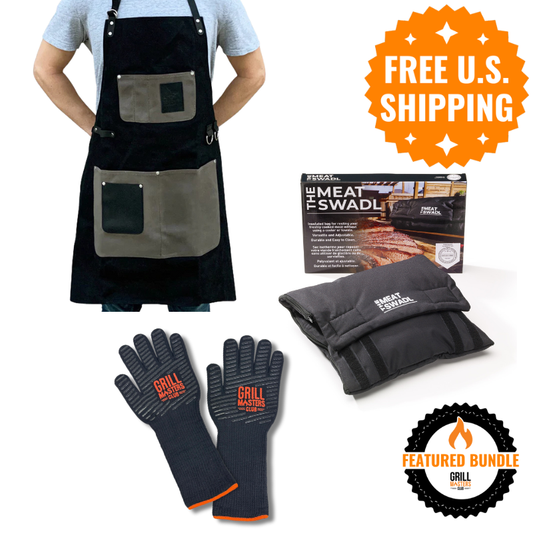 Master of the Pit Bundle: Leather Apron, Grilling Gloves & Meat Swadl Resting Blanket