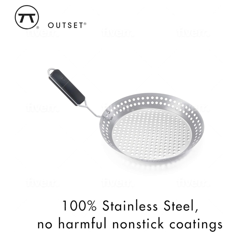 12" Non-Stick Stainless Steel Grill Skillet with Removable Handle by Outset