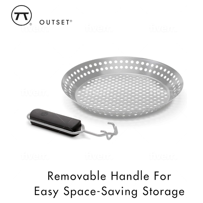 12" Non-Stick Stainless Steel Grill Skillet with Removable Handle by Outset