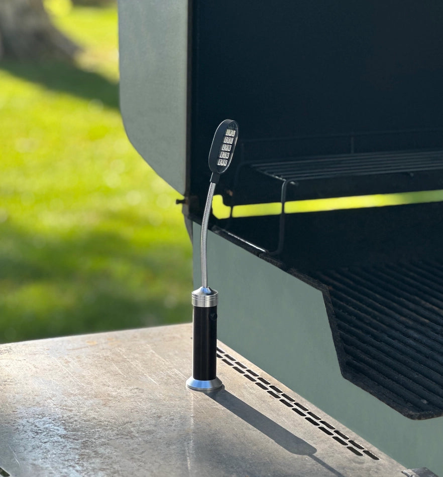 Magnetic LED Grill Light: 15-LED BBQ Light with 360° Flexible Gooseneck by Outset (11.2")