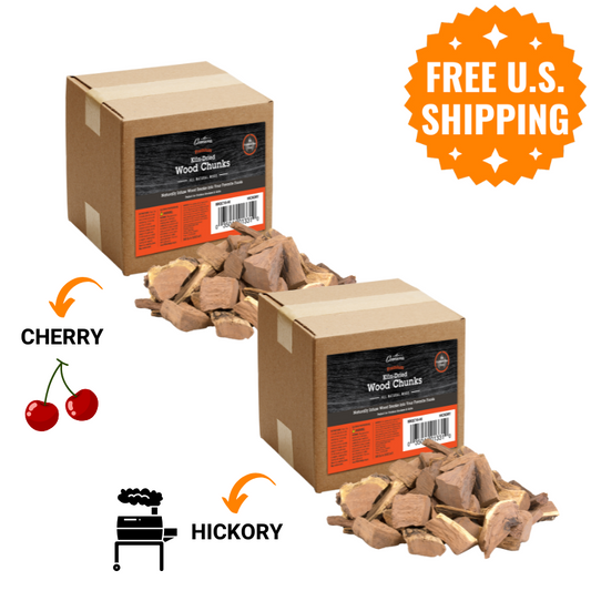 Pitmaster’s Choice 2-Pack: Cherry + Hickory Wood Chunks (20lbs total)