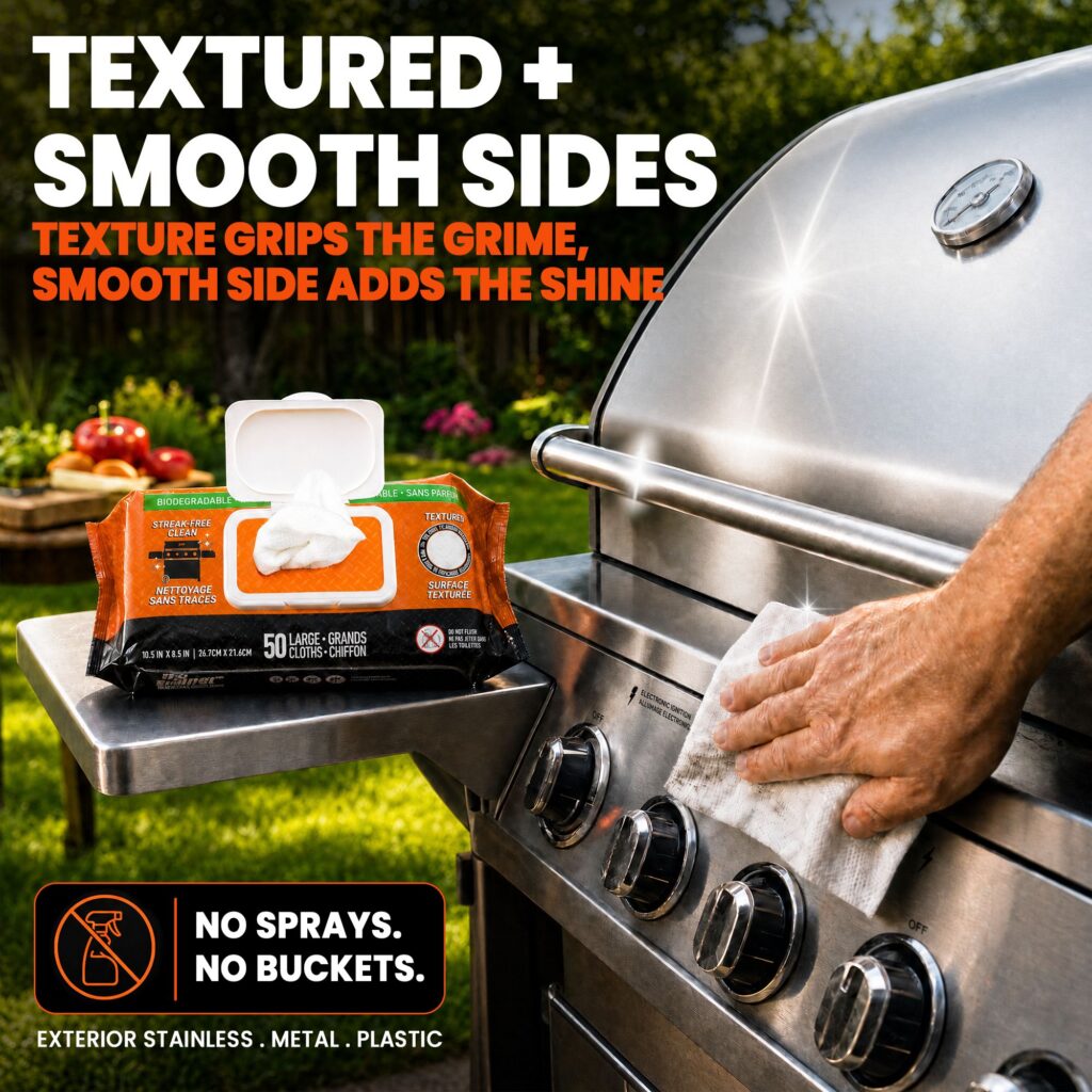 Q-Swiper® Exterior-Clean Moist Grill Cloths, 50 Count (10.5" x 8.5") by Proud Grill