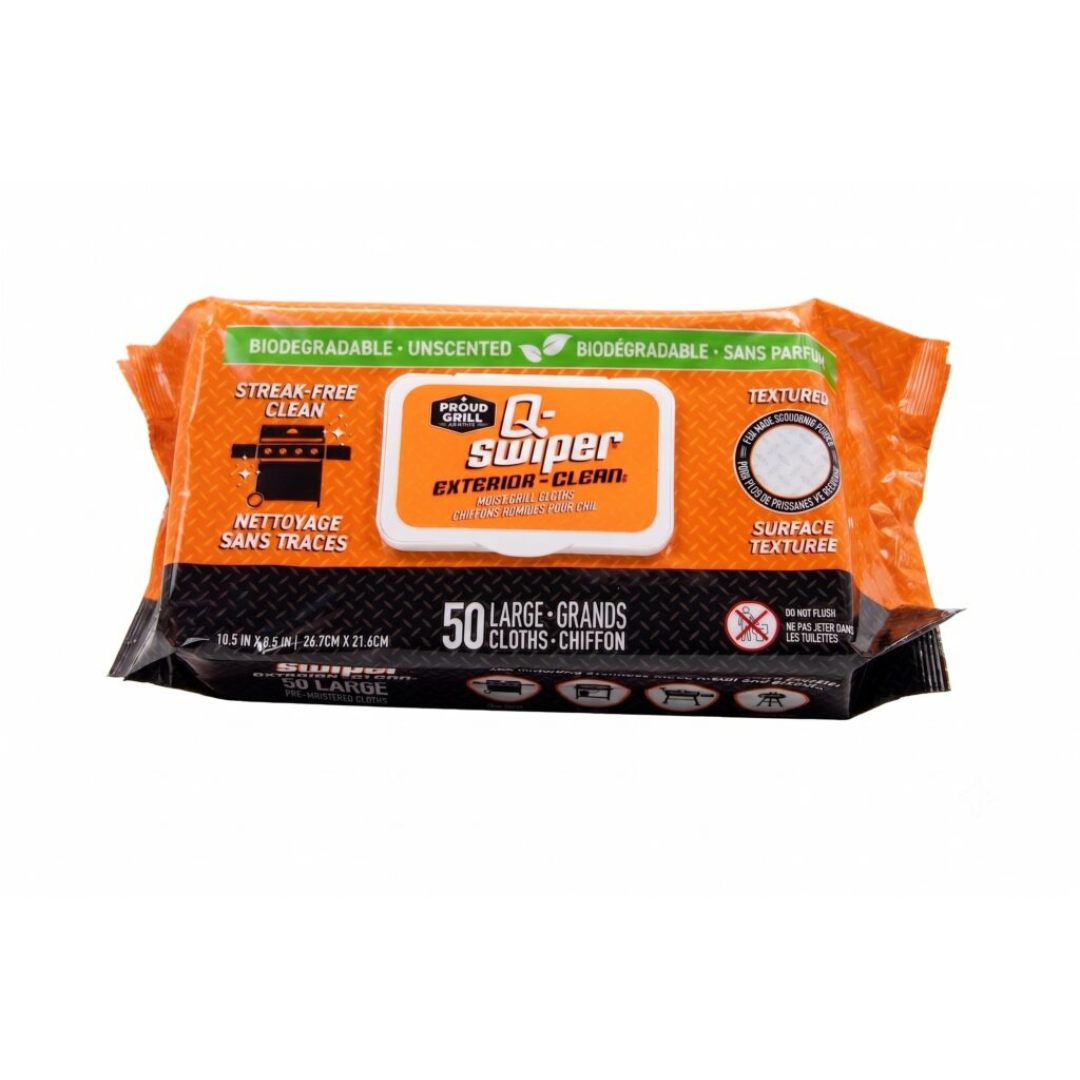 Q-Swiper® Exterior-Clean Moist Grill Cloths, 50 Count (10.5" x 8.5") by Proud Grill