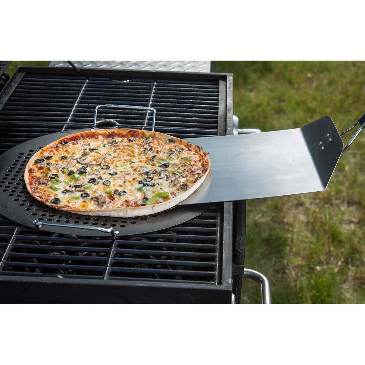 18" Non-Stick Pizza Grilling Tray with Handles by TableCraft