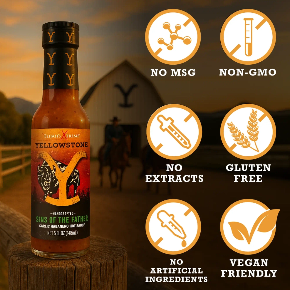 Yellowstone Sins of the Father Garlic Habanero Hot Sauce by Elijah's Xtreme (5 oz)
