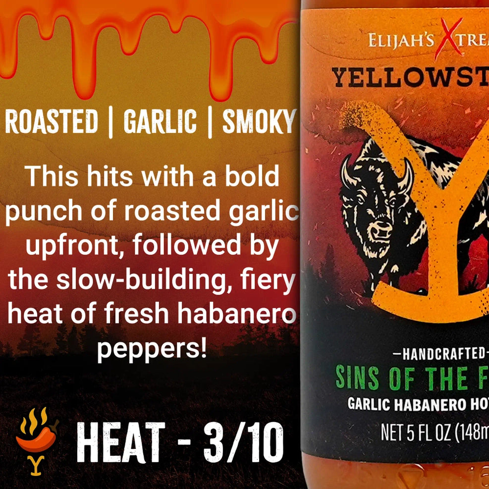 Yellowstone Sins of the Father Garlic Habanero Hot Sauce by Elijah's Xtreme (5 oz)