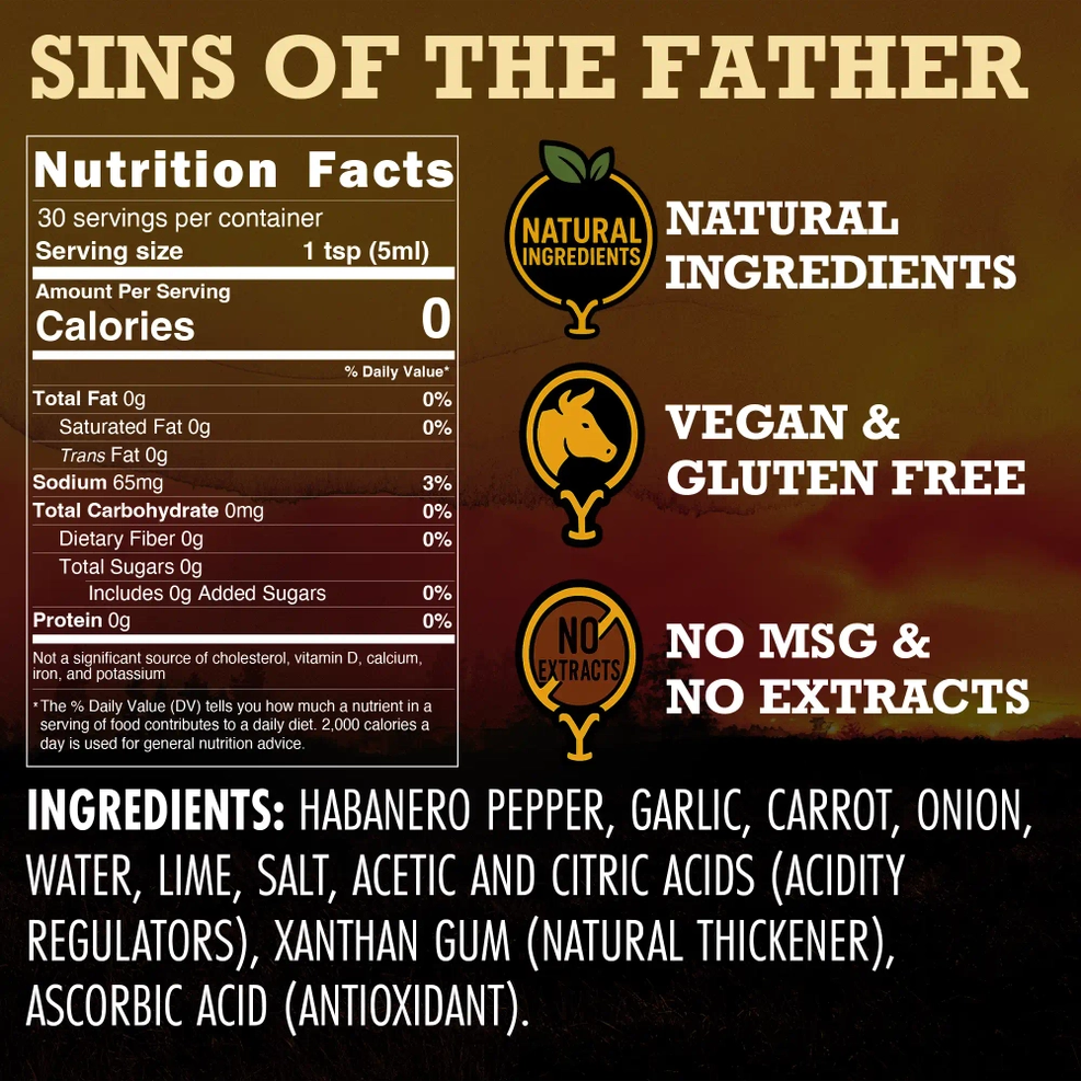 Yellowstone Sins of the Father Garlic Habanero Hot Sauce by Elijah's Xtreme (5 oz)