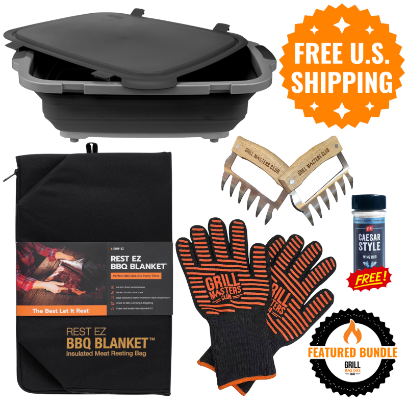 Smoker Essentials Bundle: Prep Tub + Resting Blanket + Grill Gloves + Meat Claws + Free Rub