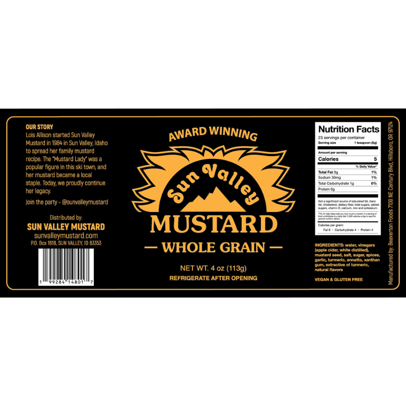 Sun Valley Award Winning Whole Grain Mustard (4 oz)