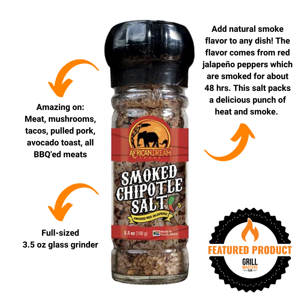Smoked Chipotle Salt Grinder by African Dream Foods (3.5 oz)