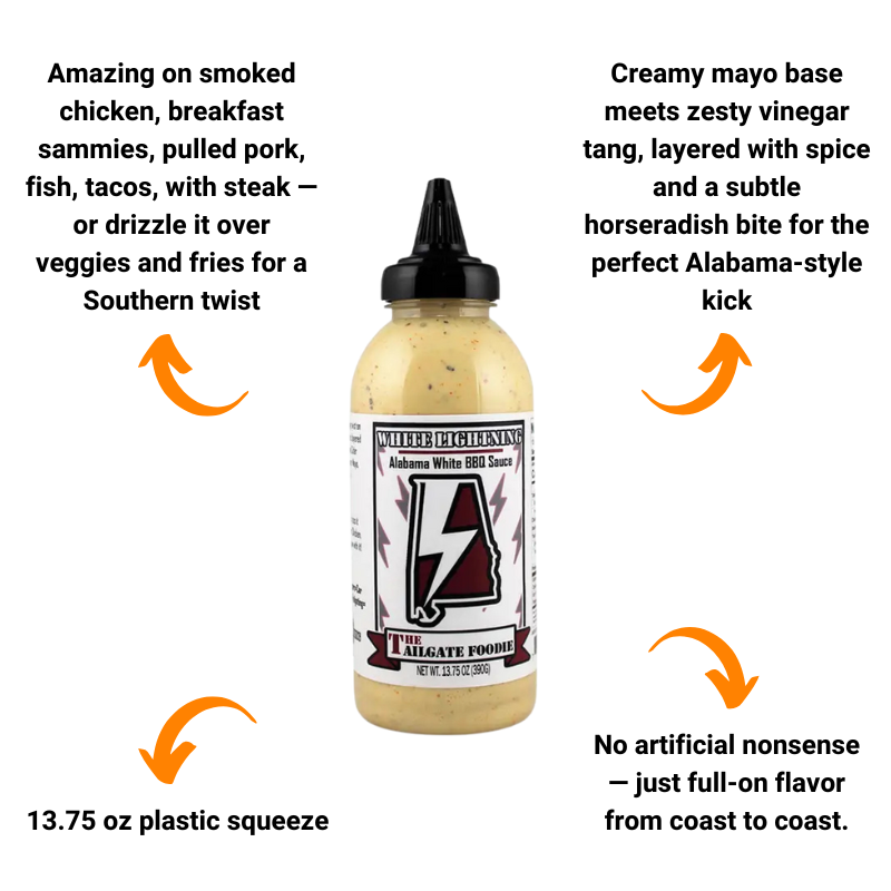 White Lightning: Alabama White BBQ Sauce by The Tailgate Foodie (13.75 oz)